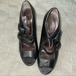 Michael Kors pewter double strap open toe